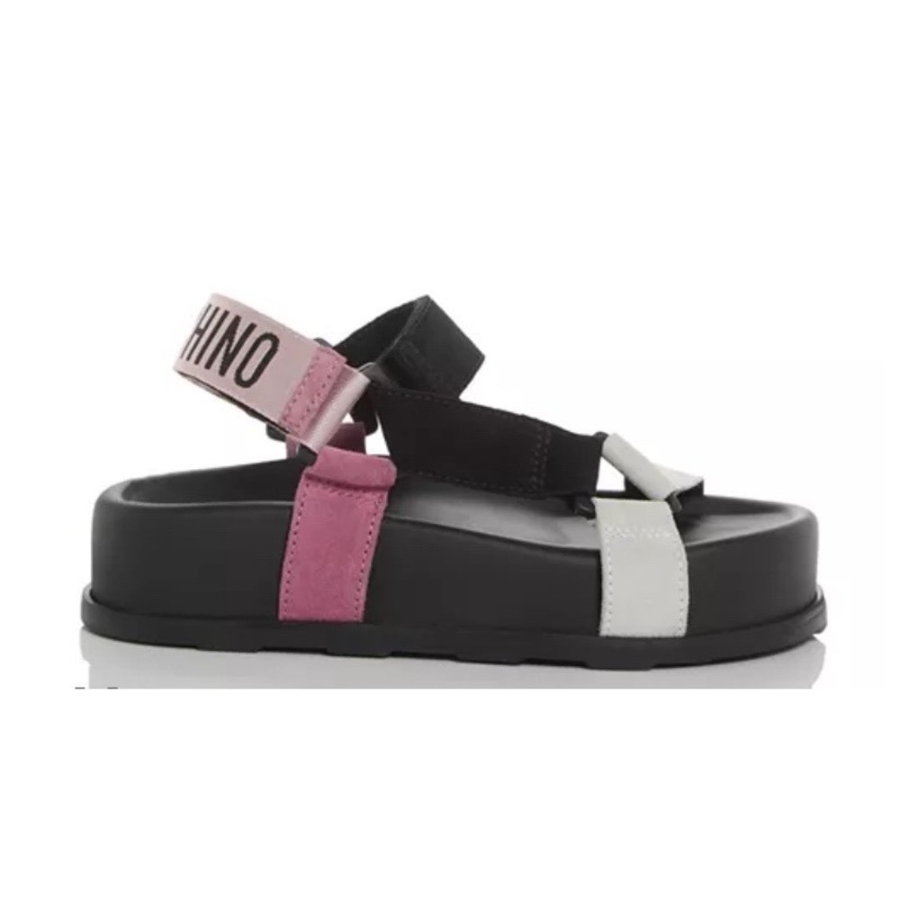 Moschino Couture Women Strappy Platform Sandals Colorblock Pink Black 38 NEW‎